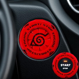 EPOCHHIKE Rotary Push Start Button Cover, Engine Start Stop Button Cover, Motorcycle Ignition Key Switch Cover, Start Stop Button Cover Decoration DIY Car or Motorcycle Interior Decor (Anime-Red1)