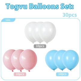 Pink Blue White balloons, Pastel Pink White Blue Latex Balloons, 12 Inch Baby Pink Blue Party Balloons Set Gender Reveal Party Decorations for Boy or Girl Party Baby Shower Birthday Party