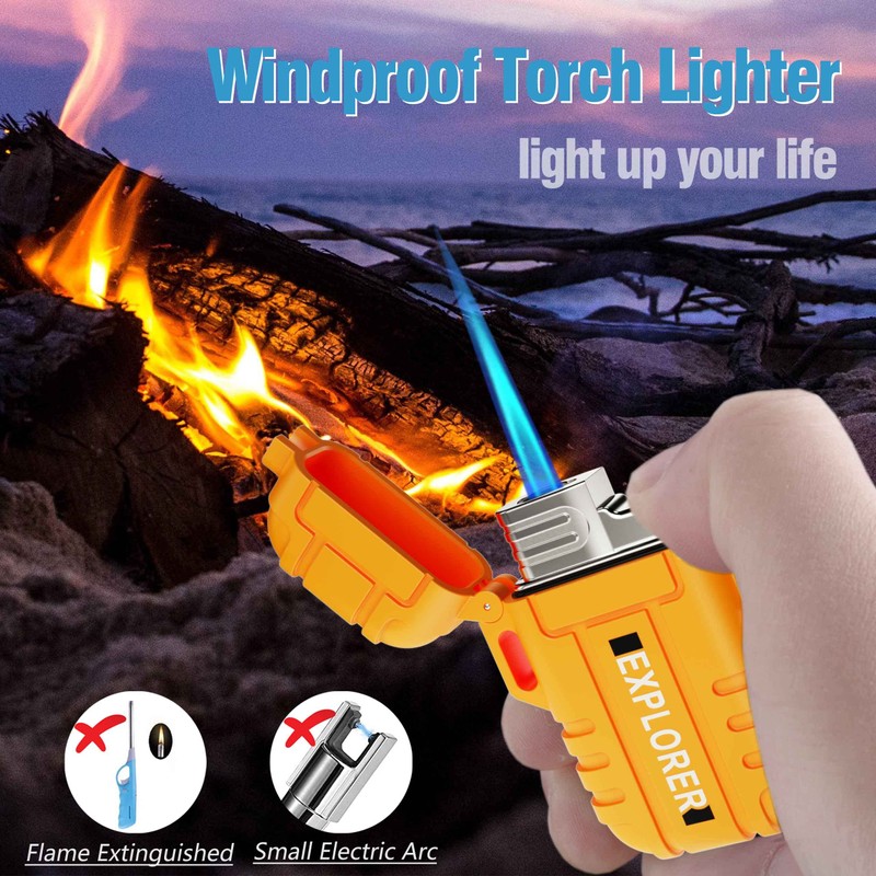 Torch Lighter, 2 Pack Butane Lighter, Windproof Outdoor Gas Lighter