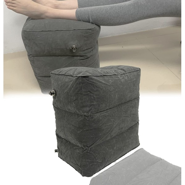 Mediss Inflatable Foot Rest Pillow, Leg Elevation Stool for Office Desk, Car, Chair, Airplane Travel Bedridden Elderly, Height Adjustable