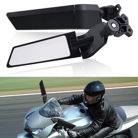 Motorcycle Rearview Mirrors Adjustable Rotating Side Mirrors Fit for Honda CBR250R CBR500R CBR650R CBR1000R Kawasaki ZX6R ZX10R Ninja 400 Ninja 650 Suzuki GSXR 600 750 1000 Wing Mirror-Large