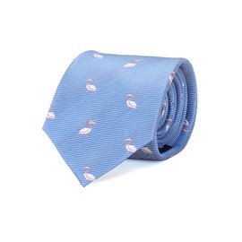 [COLORATA] Carolata Bird Pattern Necktie (100% Silk / Jacquard Woven), Animal Pattern, Animal Bird 57.1 x 3.3 inches (145 x 8.5 cm), Gift Present, blue