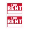 "FOR RENT" Sign - 9"x12", 2PC Bulk Pack, Weatherproof Plastic