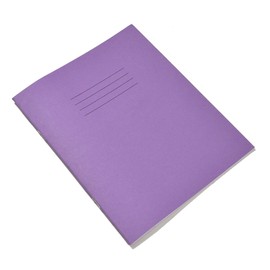 Rhino A5+ Exercise Books, 32 Page / 15mm Lined & Blank Alternate Pages Notebook, 10 Pack, 9 x 7 Writing Book, Office & School Stationery Supplies, Purple