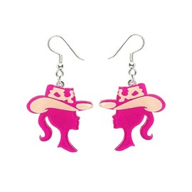 Pink Earring Acrylic Christmas Santa Claus Lightning Disco Dangle Drop Earring Pink Football Christmas Tree Earring for Women Holiday Jewelry-head