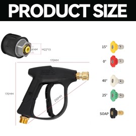 Wjelet Pressure Washer Gun with 5 Water Nozzle Tip, 4350 PSI 1/4" Quick Release Jet Wash Gun, Compatible with Karcher, for Car Washing and Patio Cleaning