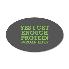 CafePress Vegan Life 20"x12" Oval Wall Decal, Vinyl Wall Peel, Reusable Cling