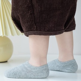 JORMATT 6 Pairs Toddler No Show Socks - Anti Slip, Boys Girls Cotton Kids Low Cut Ankle Socks With Grips, Black 6-12 Moths