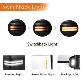 Tow Mirrors Compatible with 2007-2013 Chevy Silverado/GMC Sierra 1500,Power Glass,Power Heated,Switchback Light,Backup Light,Running Light (Chrome)