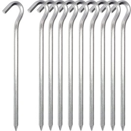 ZhaoCo 10 Pcs Tent Pegs 7'' Metal Heavy Duty Tent Hooks Aluminum Alloy Rust Free Long Life Strong Camping Ground Pegs, Ideal for Tarpaulin Football Net Marquees Hiking Traveling Beach and Outdoor