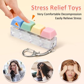 Keyboard Fidget Toy, 2 PCS Fidget Keyboard Keychain Clicker Fidget Toys Keyboard Fidgets for Adults ADHD Stress Relief Anxiety Sensory Fidget Toys 4 in 1 Keyboard Clicking Fidget