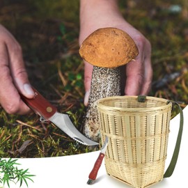 CroBlissful Mushroom Foraging Kit Including Foraging Basket with Shoulder Strap and Knife Garden Woven Baskets for Mushroom Decoration Lovers Mushroom Picking Hunting Harvesting Gift