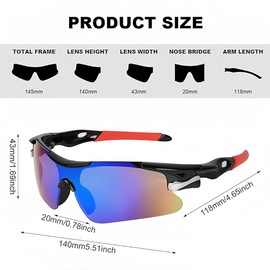 Bacxzomx Pack of 3 Cycling Glasses, Windproof Cycling Glasses for Men and Women, Sports Sunglasses, UV400 Protection, for Cycling, Motorcycling, Running, Skiing, Baseball, Mountaineering, Ang