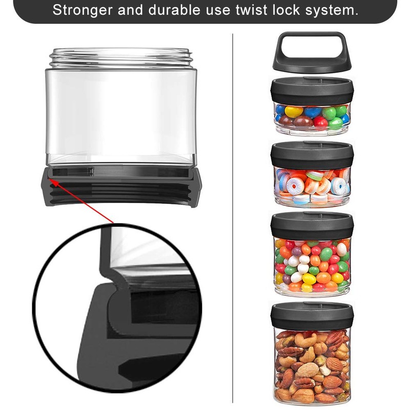 SELEWARE Stackable Snack Jars, Twist Lock Stackable Containers Set, Food