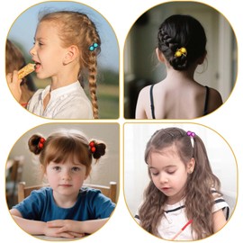 12 Pcs Double Balls Hair Ties, Double Colored Girl Rubber Band, Ball Bubble Ponytail Holders, Colorful Clear Assorted Elastic Accessories for Kids, Children, Girls, Women (6 Colors)