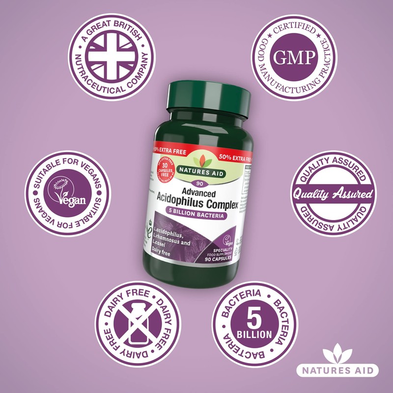 Natures Aid Acidophilus Complex, 5 Billion Bacteria, 90 Capsules (Lactobacillus