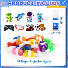 Yizeda 32PCS LED Finger Lights Boy Party Favors for Boy Birthday Goodie Bags Stuffers Space Car Sports Dinosaur Party Classroom Prizes Pinata Goodie Bag Stuffers Gifts