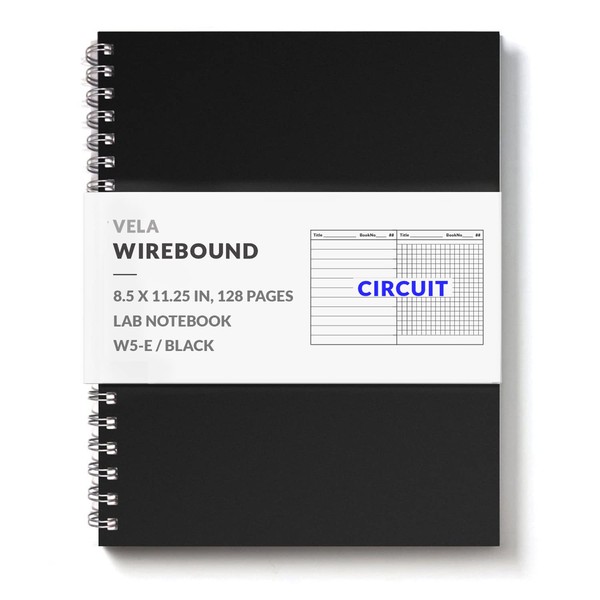 Vela Sciences W5 Expanded Wirebound Lab Notebook, 9.25 x 11.75