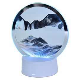 Sand Painting Table Lamp 7 Color 3D Hourglass Table Lamp Quicksand Painting Art Bedside Table Lamp for Bedroom Hotel Room Black and White Landscape