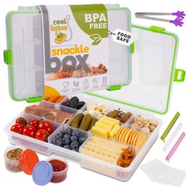 Create-ables Reel Bites BPA Free Small Snackle Box Container for Travel - Snacklebox Container for Snacks - Snack Tackle Box for Snacks - Snack Tray with Lid - Waterproof, Dishwasher Safe, Adjustable