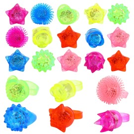 Huang Yem 12 Pcs/24 Pcs/36 Pcs/Set (6 Assorted Types) Luminous Ring Toys for Festivals, Summer Festivals, Favors, Birthday Parties, Kids and Adults, LED Sparkling, Party Decoration, Live Concert (24)