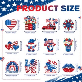 Hoteam 12 Pcs 4th of July Refrigerator Magnets Memorial Day Refrigerator Magnets Set Patriotic Gnome Magnet Independence Day Magnetic Stickers for Fridge Metal Door Mailbox Locker Cabinet Decoration