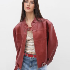 Pettata Women Belt with Vintage Square Buckle Ladies Faux Leather Waist Belt for Jeans Pants Dresses Red Small