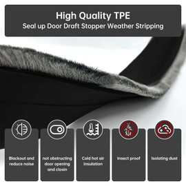 Door Sweep for Bottom of Door, Integrated Bottom Door Draft Stopper with Brush, Self-Adhesive Under Door Seal for Dust/Noise/Hot or Cold Air Insulation, Black 39.37" L/1" W