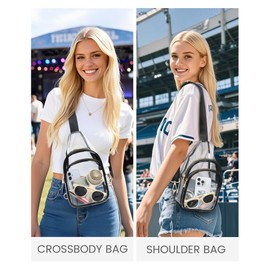 HULISEN Clear Sling Bag for Stadium Events, Clear Purses for Women Stadium Crossbody, Wide Adjustable Shoulder Strap Transparent Bag with 2 Compartments for Concerts, Sports Events, Festivals