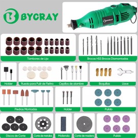 BYCRAY - Kit de Herramientas Rotativas, Velocidad Variable 8000-30 000 Rpm, Amoladora para carpintería, Herramientas rotativas con Cable, Para Tallar, Lijar, Cortar, Pulir, Regalo para Bricolaje