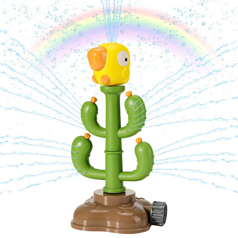 HeySplash Water Sprinkler Toy, Spinning Cactus Kids Sprinkler Toy, Summer