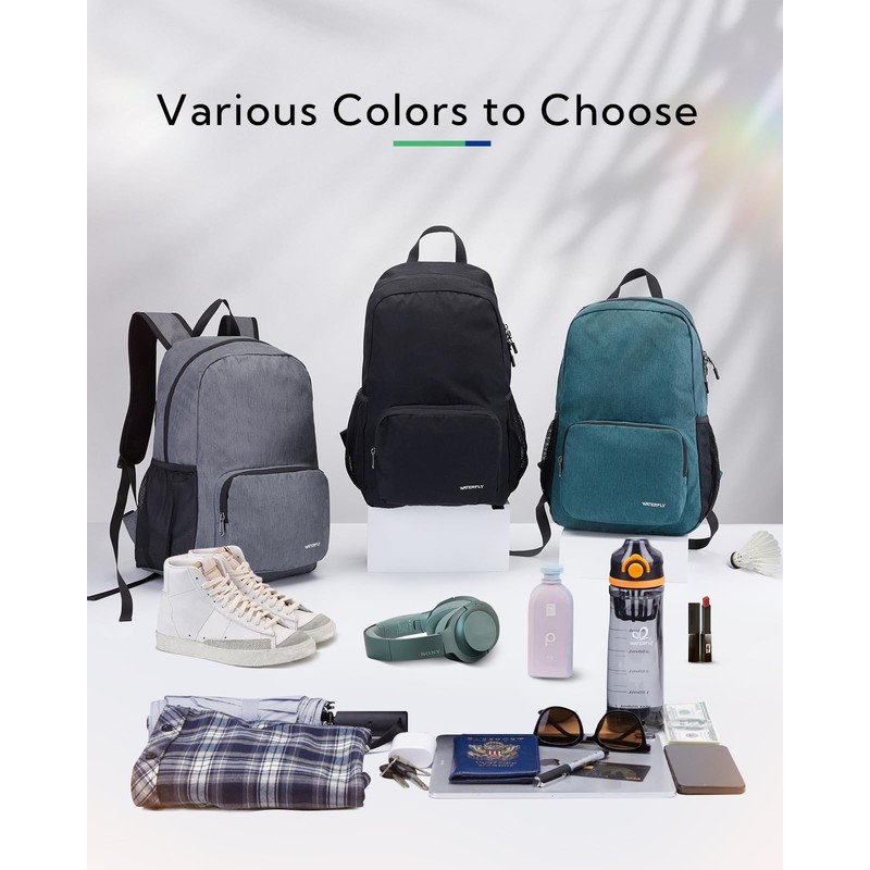 Waterfly 20L Foldable Backpack Daypack: Packable Travel Backpack Folding Rucksack