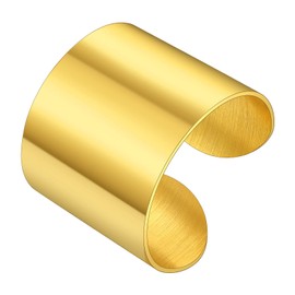 GOLDCHIC JEWELRY 18K Gold Plated Polished Wide Statement Cuff Rings Band For Women Thumb Ring Men Big Party Stacking Finger Rings Adjustable Plain Open Ring