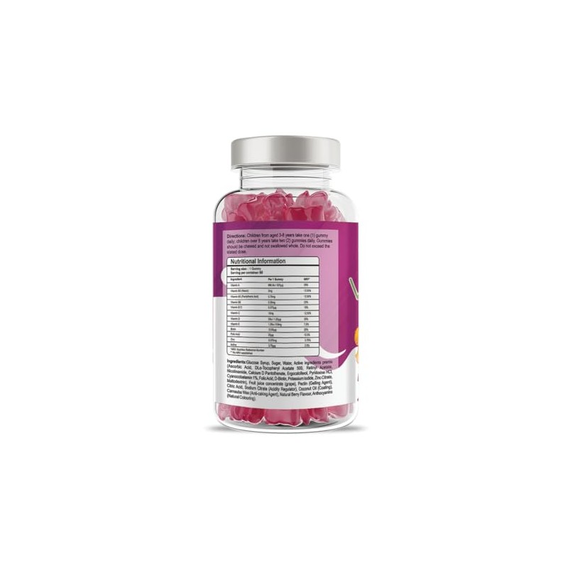 Pharmanostix VitaKids Multivitamin & Minerals Gummies, Natural Berry Flavour Gummies,