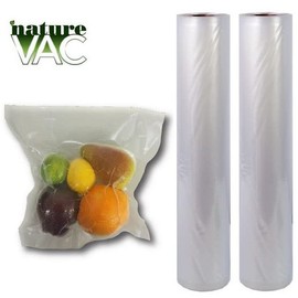 NatureVAC Vacuum Bag Sealer Machine Economy V2 Plus NatureVAC Clear Vacuum Sealer Bags 11” x 19.5’ 2 Rolls, Heat Seal, Food Saver, Storage, Kitchen Gadgets and Supplies