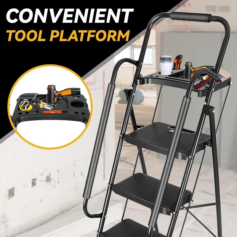 5 Step Ladder with Handrails & Tool Tray Platform, 330