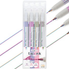 Sunstar Stationery S4540743 Water-Based Pen, Twin, 2-Color Line Pen, Set of 4, B