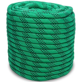 1/2 Inch 150ft Double Braided Polyester Arborist Rope, Heavy Duty Nylon Rope for Anchor, Tree Work, Cargo, Pulling, Sailing (Green)