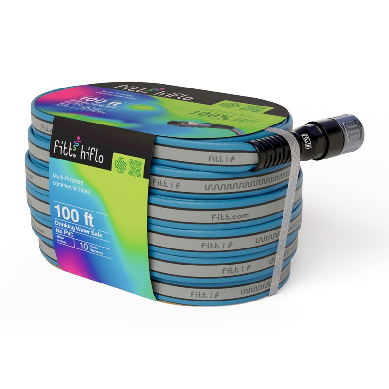 FITT HiFlo Water Hose 100ft, Multipurpose Flat Garden Hose, Easy