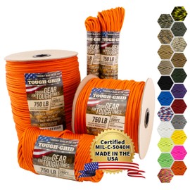 TOUGH-GRID PC100 340 kg Paracord - 100% Nylon Military Specifications Type IV - for Military, Camping, Crafts, Hammocks, Emergencies - Neon Orange