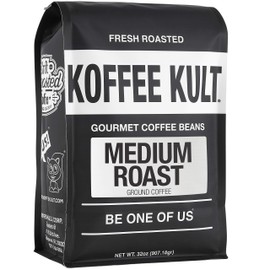 Koffee Kult Koffee Kult Medium Roast Smooth and Flavorful Ground Coffee - Perfect for a Relaxing Cup Anytime (Medium Roast, 32oz)