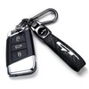 Annloysky Black Carbon Fiber Leather Metal Car Keychain Keyring Compatible
