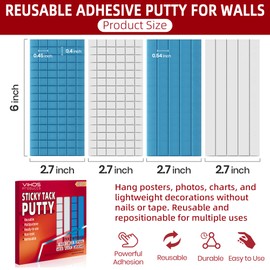 VIKOS Products Reusable Sticky Tack for Wall Hanging – Removable Adhesive Putty for Posters, Photos & Decorations – Non‑Toxic, Wall Safe Mounting Putty for Home, Office, Classroom