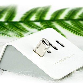 Mini unidad flash USB, memoria USB de metal de 32 GB, 64 GB y 128 GB con llavero, unidad de memoria para almacenamiento de datos, color plateado (USB 2.0, 128 GB)