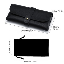 Butyeak Leather Glasses Case, Soft Case, Swimming Goggles, Portable Glasses Case, Leather Sunglasses Case for Men and Women, 5 Pieces Glasses Bag with Drawstring Closure, black