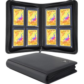 KUOOKING Toploader Binder, Holds 112+ Toploaders, 4 Pocket Top Loader Card Storage Case, Double-Sided Pockets for trading card in 3 x 4'' Toploaders