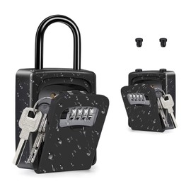 ZHEGE Key Safe with Shackle, Portable Key Safe Padlock (Free of Installation) Small Combination Lock Box for Keys, Weatherproof Hangable Key Code Box to Share and Secure Keys (Black)