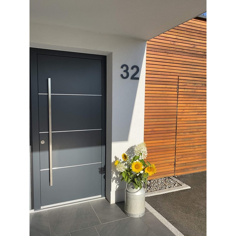 Metzler House Number Made of Solid Steel in Anthracite, RAL
