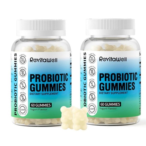 RevitaWell Probiotic Gummies for Digestive Health and Gut 60 Count