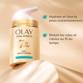 Olay Total Effects 7-in-1 Anti-Ageing Day Cream - Moisturising Face Cream with Niacinamide & Vitamin C - Fights 7 Signs of Ageing for Younger Skin - Fragrance-Free - 50 ml